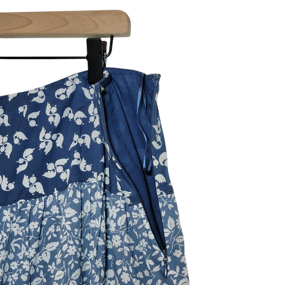 Ralph Lauren Floral Cotton Tiered Ruffle Hem Maxi Skirt Blue White 16 Romantic - Picture 5 of 14